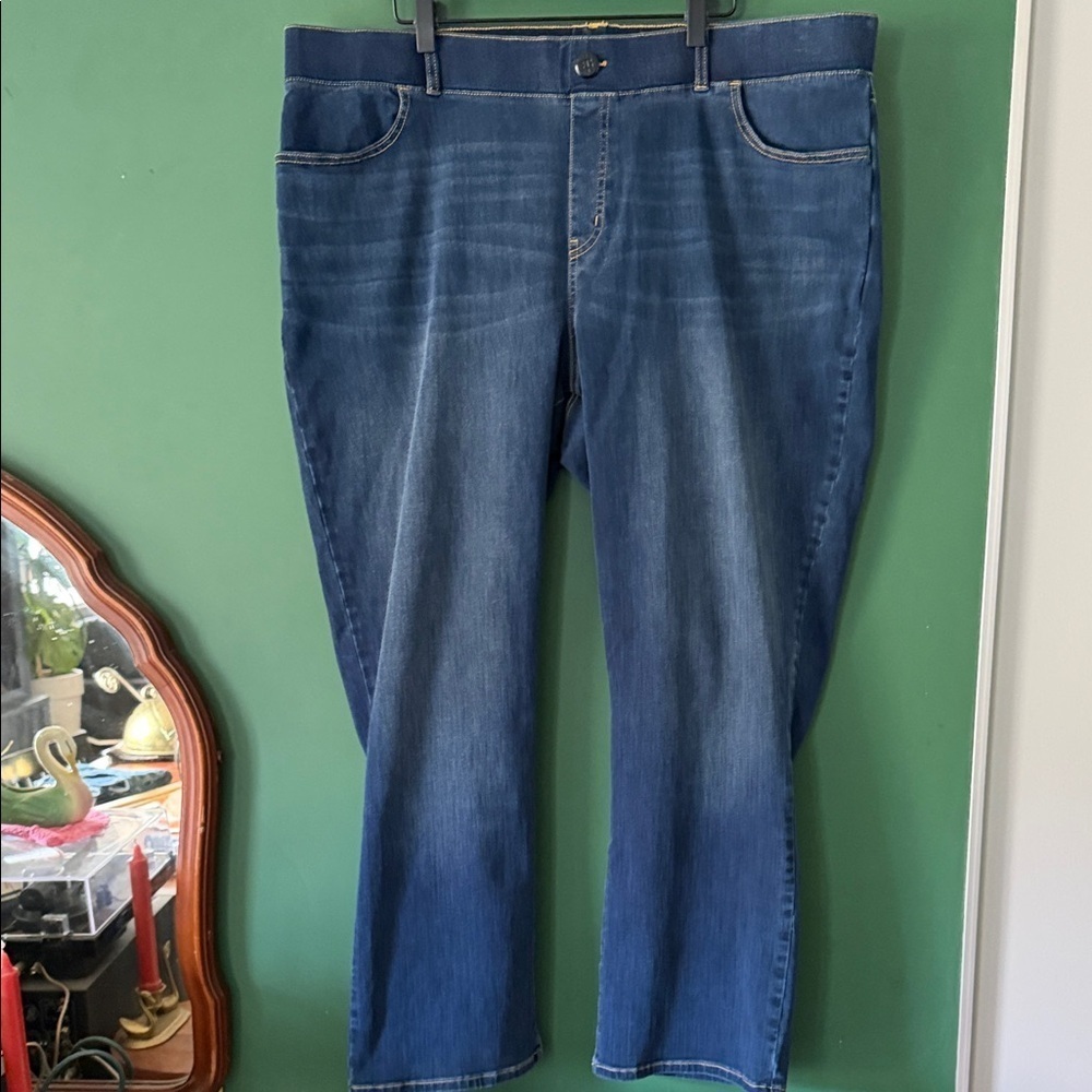 Betabrand Womens 2X Petite Blue Straight Leg Women Jeans Stretch